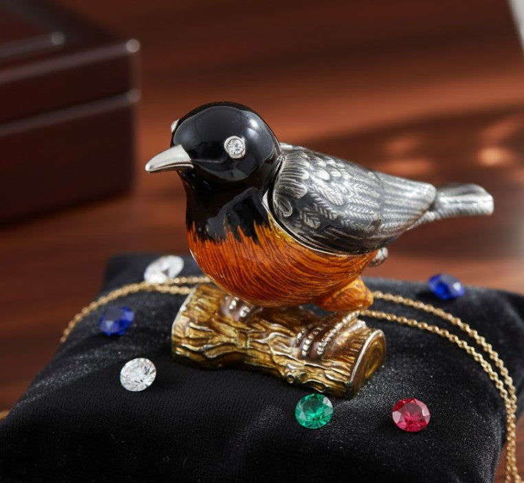 Unique Metal Box Decorated with Crystals - Bird - B0192-02
