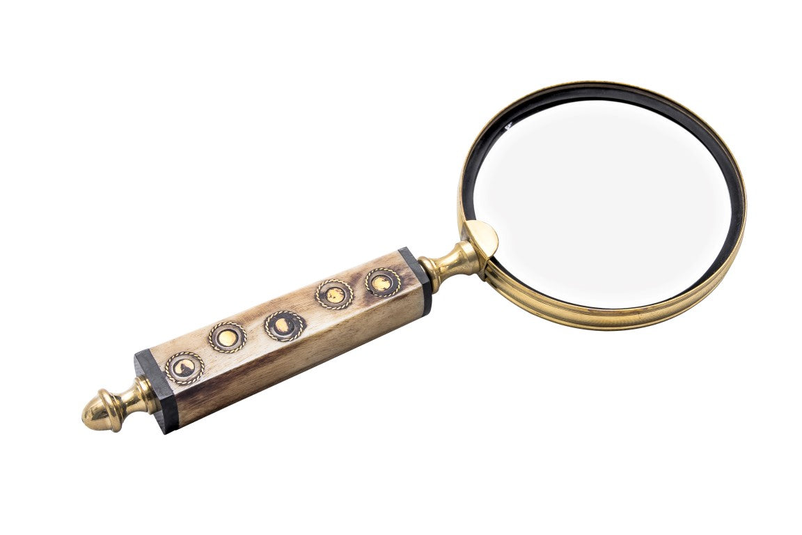 Retro Brass Magnifying Glass for Reading with Bone Handle - NI810