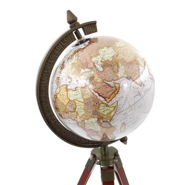 Elegant Colonial Globe on a Wooden Tripod NC2140 with Adjustable Height up to 78 cm, Laminated Map in Shades of White and Brown, Perfect Gift with Personalized Engraving Option