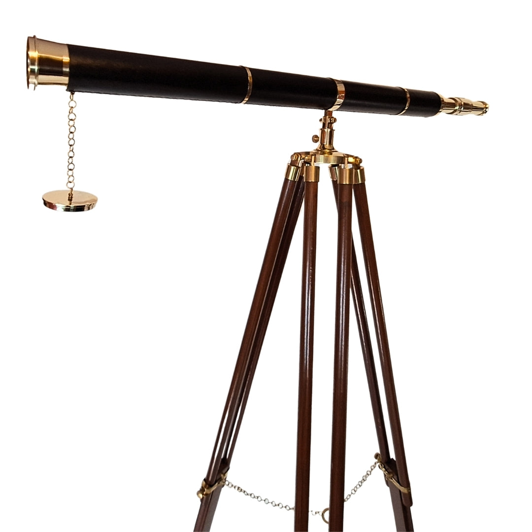 Large decorative telescope on wooden tripod – TWSS