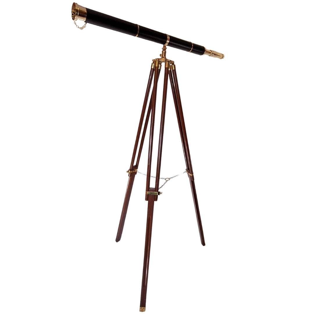 Large decorative telescope on wooden tripod – TWSS