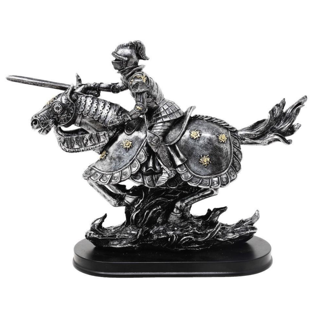 Knight on Horseback Figurine 31cm – hand-painted polyresin – MC-23152