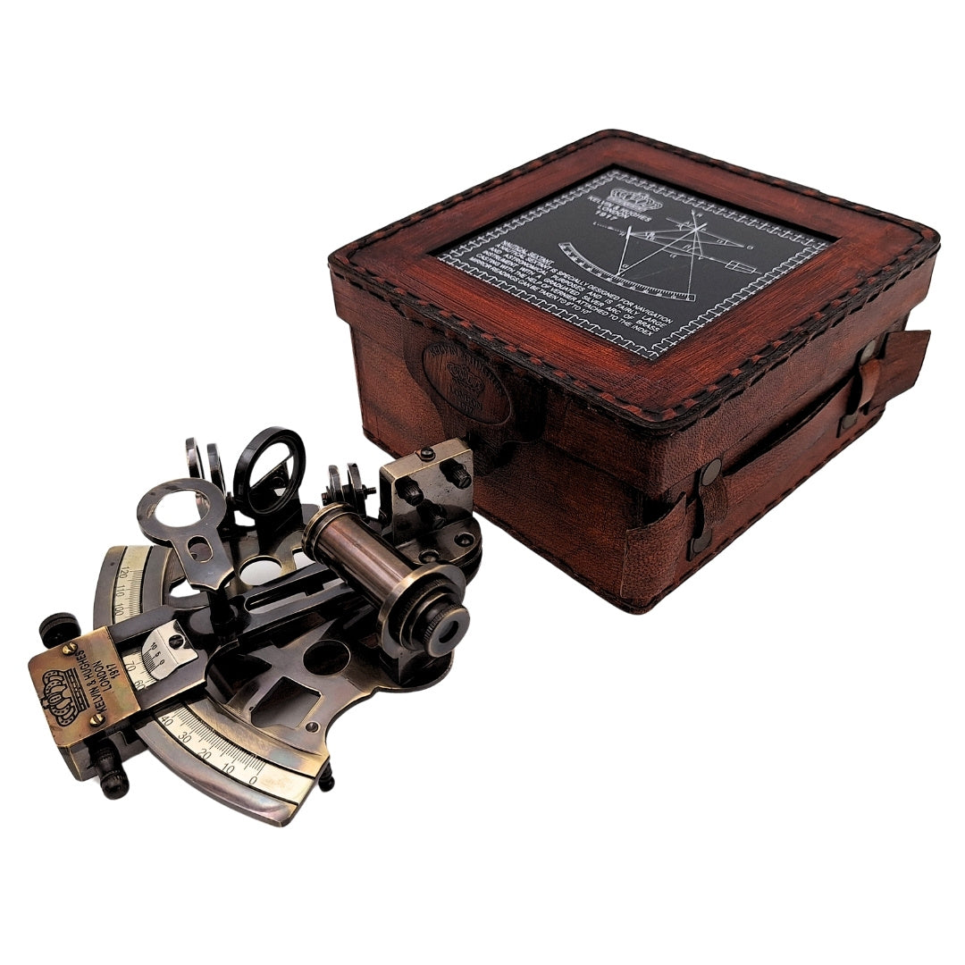 Brass Sextant in a Leather Box - NC1514B
