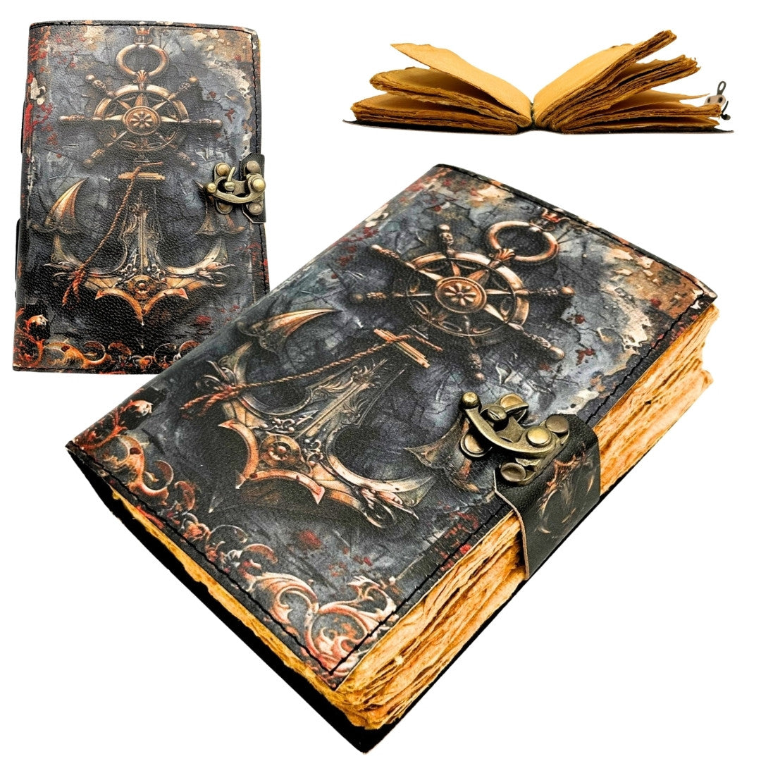 Retro Nautical Leather Notebook 200 Pages - H110