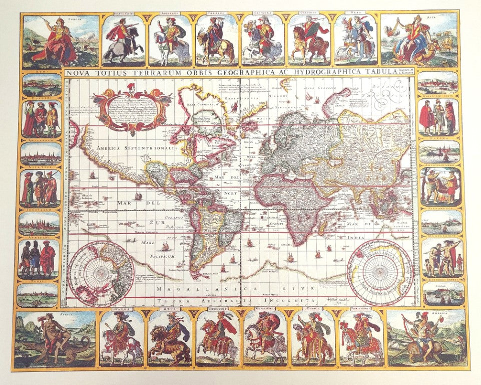 Historical World Map Piscator 1652 - dimensions 56 x 45 cm - M1652