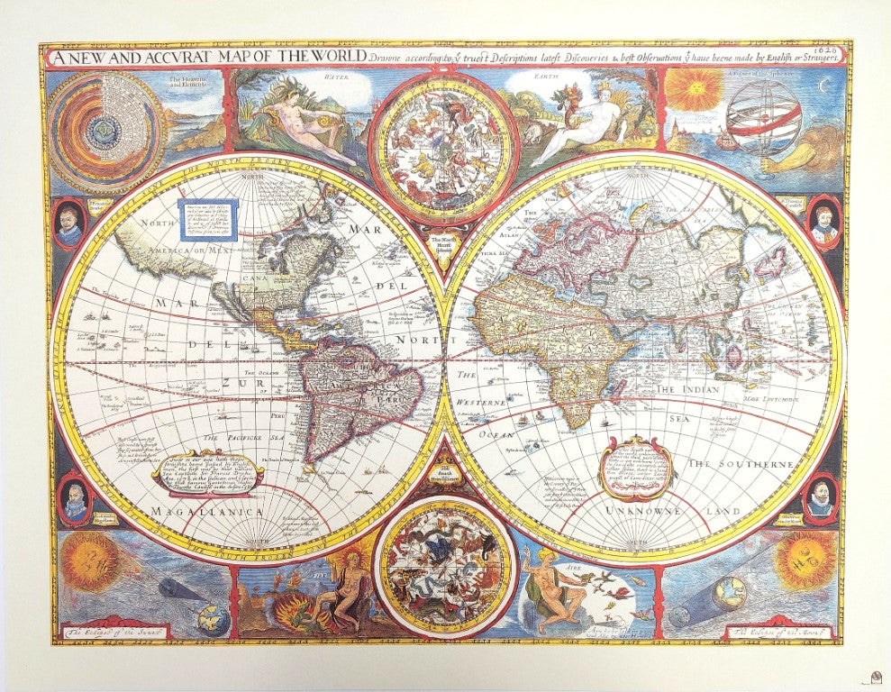 Retro World Map - 52 x 39 cm - John Speed 1651 - M1651