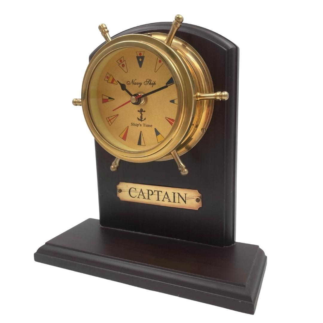 Brass Nautical Clock with Engraving