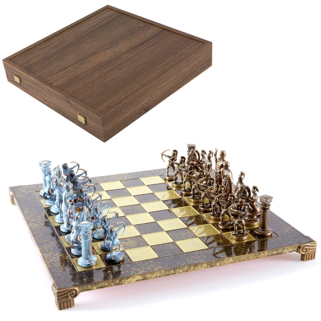 Large Brass Chess Set Archers 44x44cm - Luxury Gift - S10BBRO