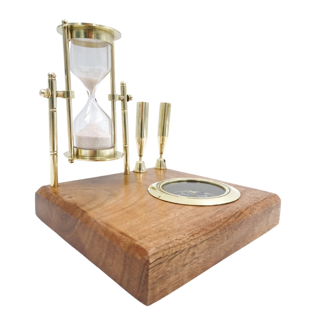 Retro Desk Set - Hourglass, Compass, and Pen Holders - NC2618OP