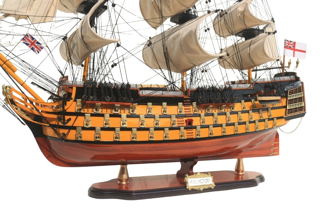 Assembled 80cm HMS Victory sailing ship model with the option of personalization by engraving - Exclusive gift decoration, handmade from exotic wood, high quality and attention to detail