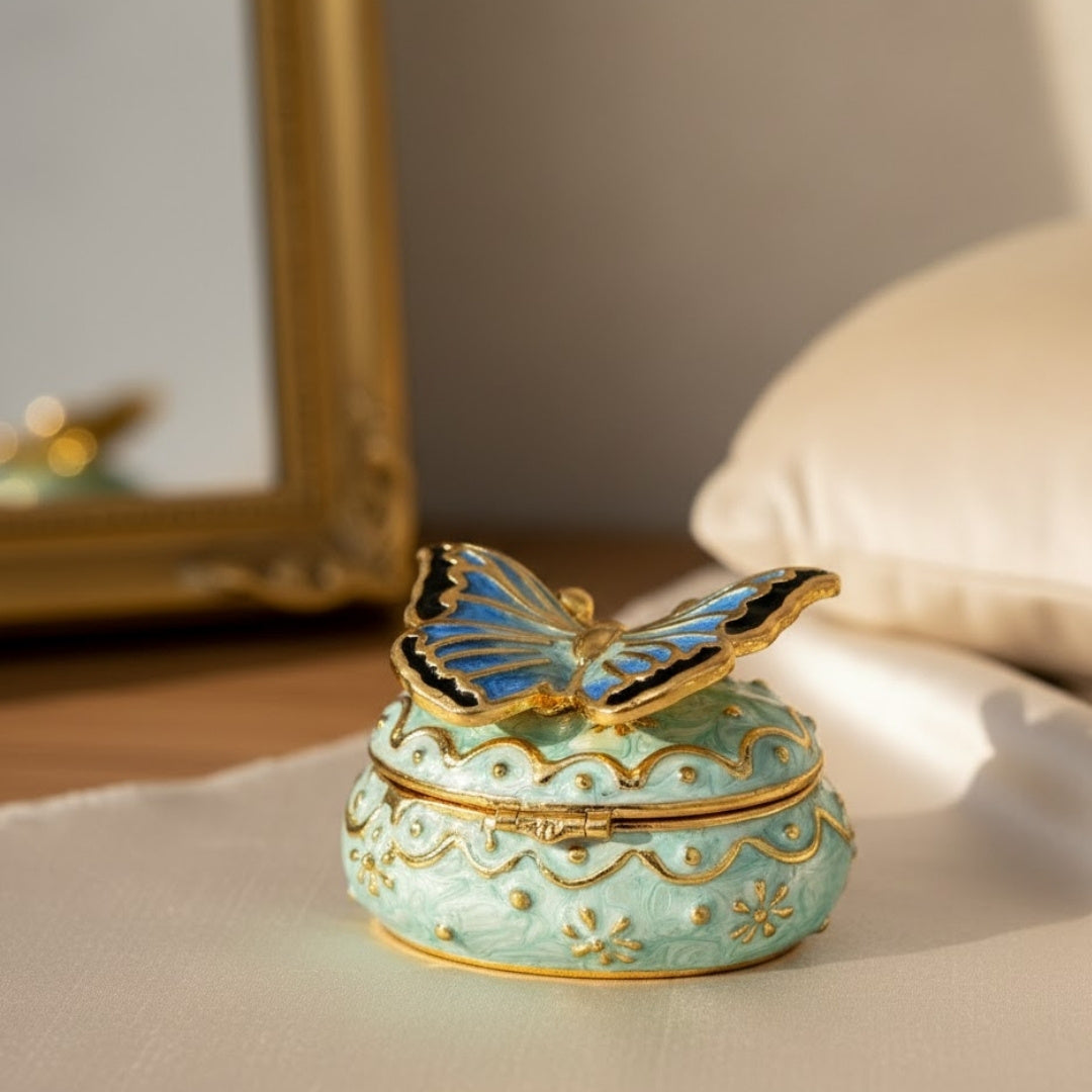 Exclusive Jewelry Box Trinket Box - Butterfly with Crystals - B0782-00BL