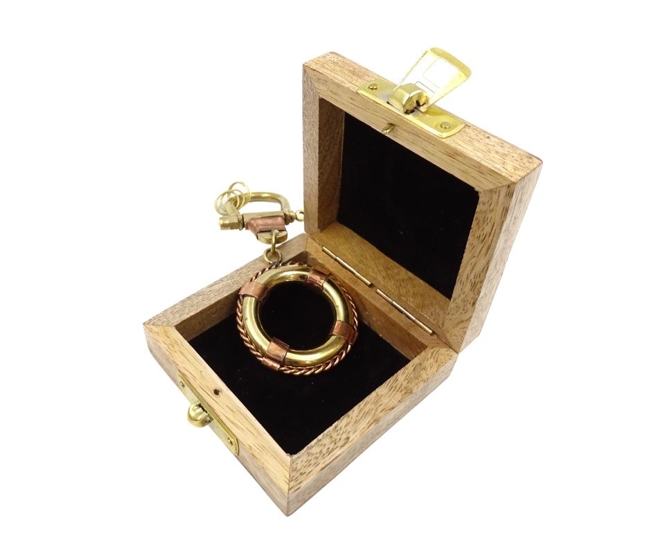 Life Buoy Keychain BN-2158 in a Wooden Box