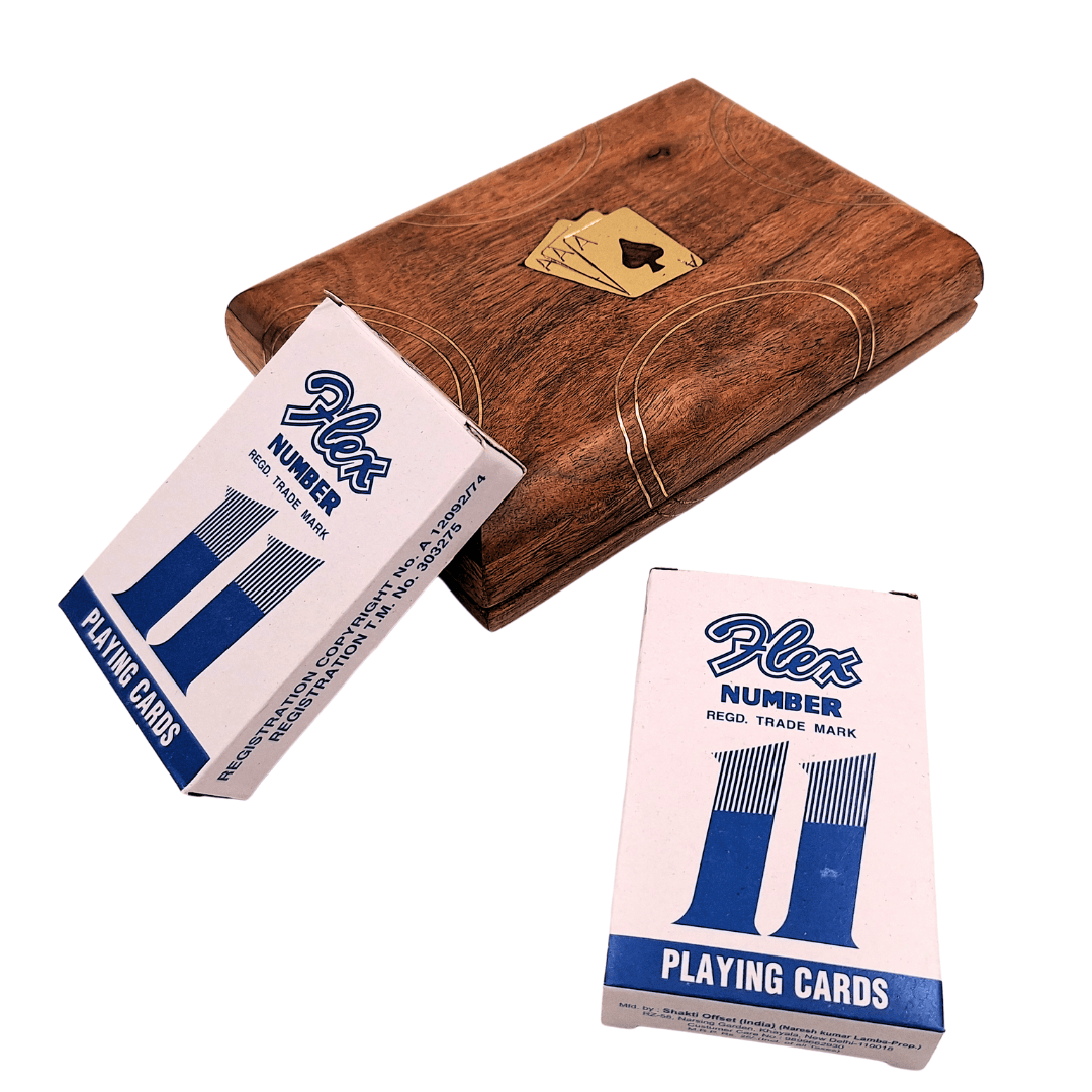 Set of 2 Decks of Cards in a Wooden Box – Elegant Gift – Vintage – DNU-2791