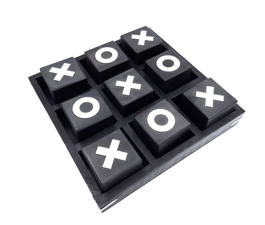 Large Wooden Tic-Tac-Toe 24x24cm - Elegant Strategy Game - G1079/B