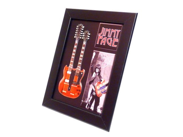 Jimmy Page-style double neck mini guitar in frame FMG-011