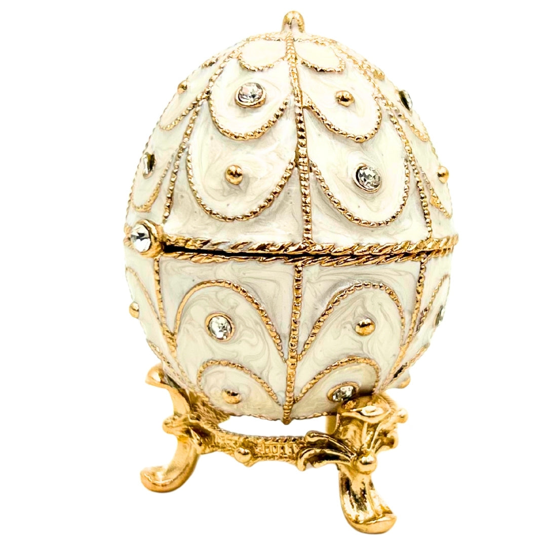 Exclusive Metal Fabergé Egg Trinket Box with Crystals - B0748-17WH