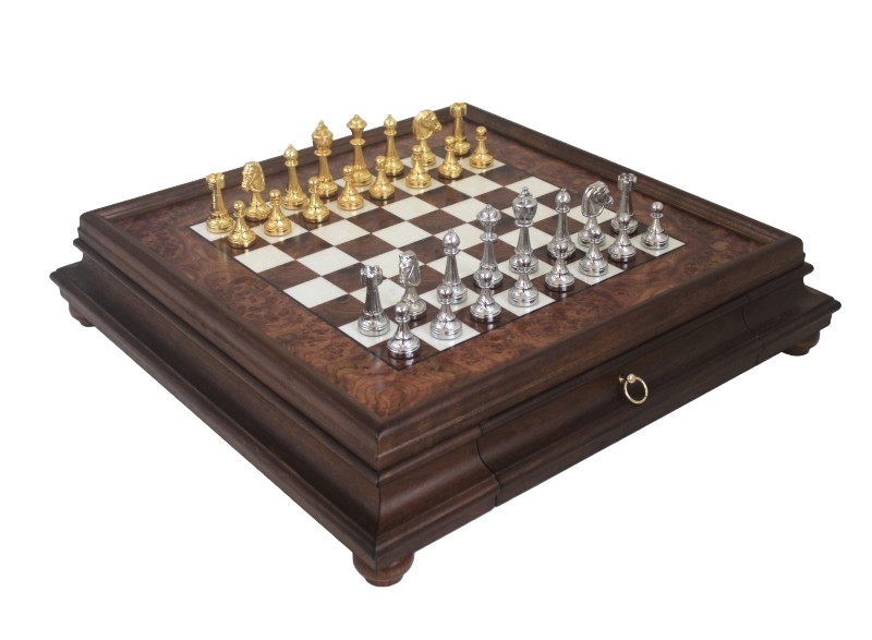 Large Exclusive Italfama Chess Set Made of Gold-Plated Metal 53x53 cm – N137