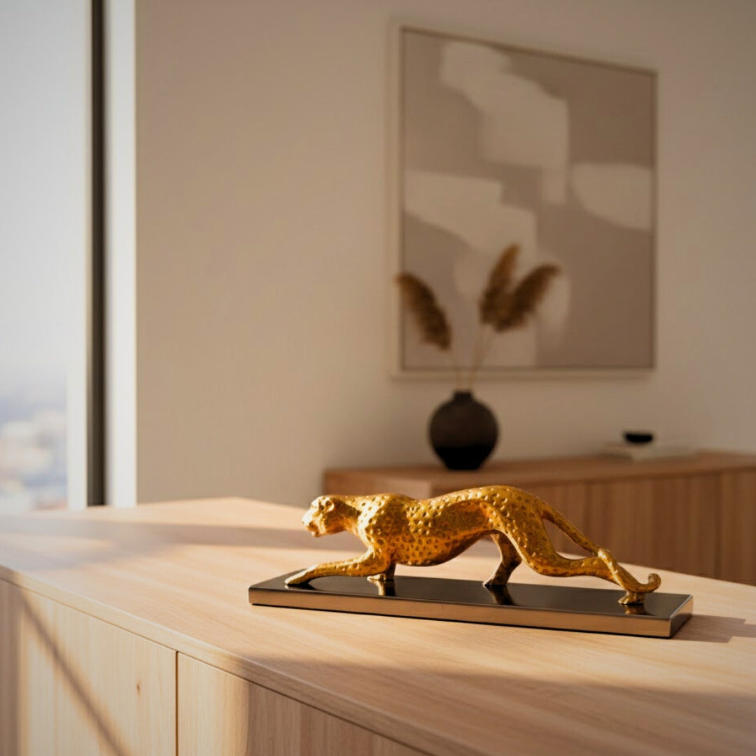 Elegant Decorative Gold Leopard Figure 42cm Glamour Loft Gift