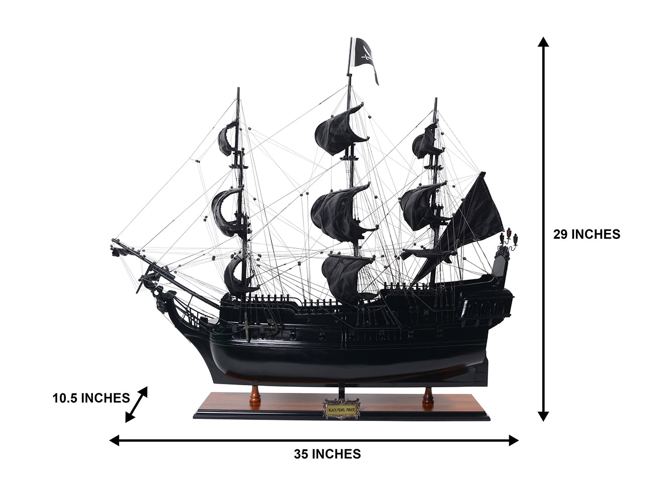 Black Pearl pirate ship model - Length 89cm - BP80R