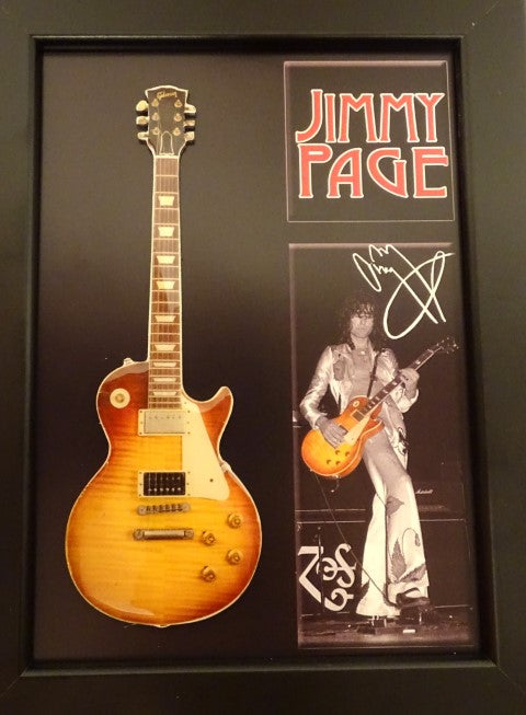 Mini Guitar in the Style of Jimmy Page in a Frame FMG-012