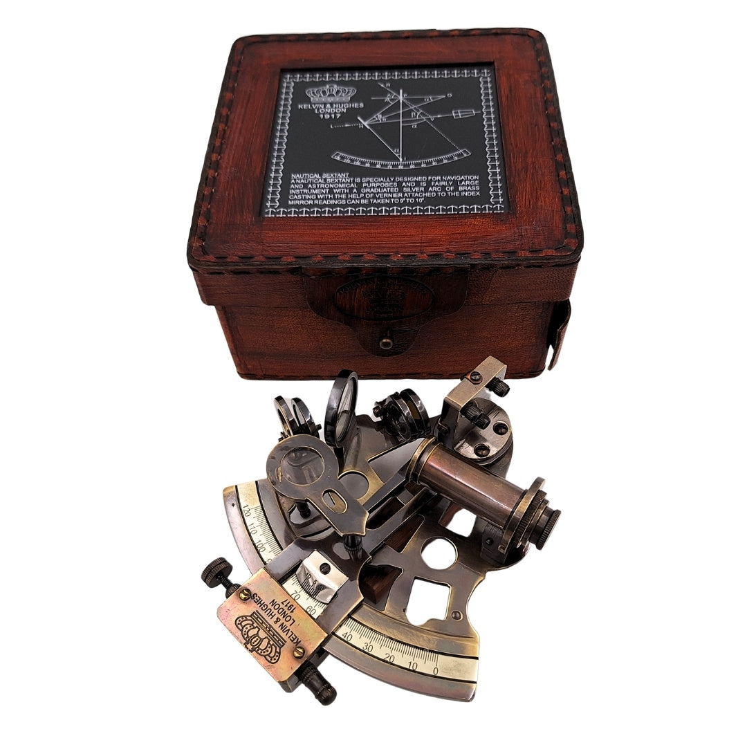 Brass Sextant in a Leather Box - NC1514B