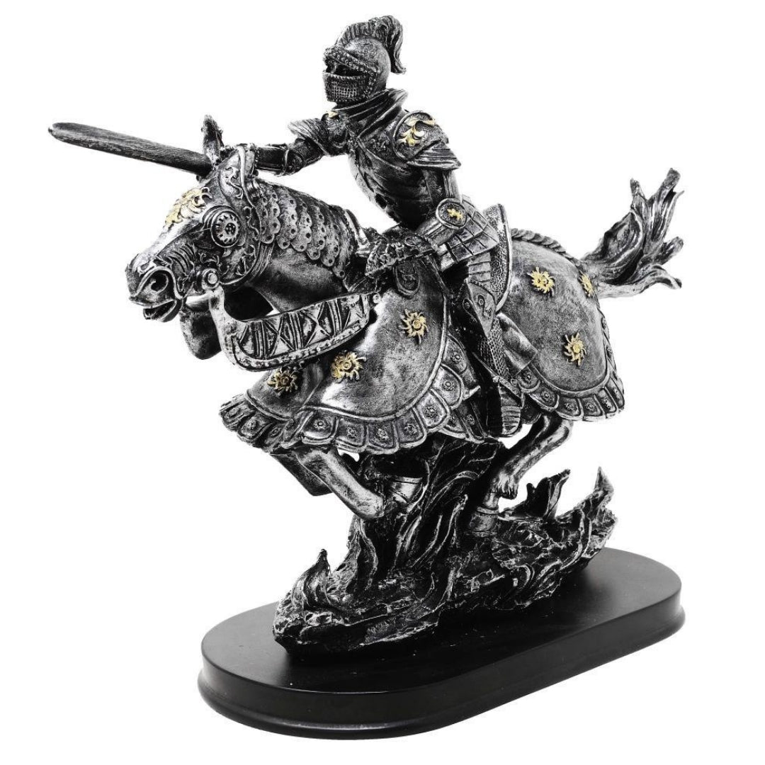 Knight on Horseback Figurine 31cm – hand-painted polyresin – MC-23152