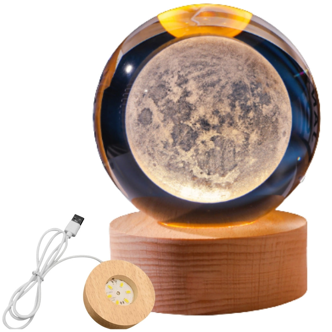 3D Glass Moon Sphere - LED USB Night Light - Desk Gadget
- KKS