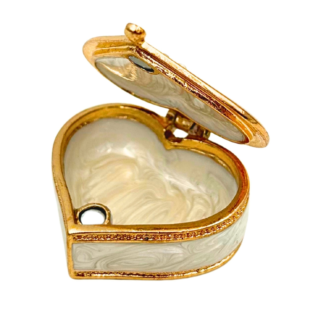 Exclusive Heart Jewelry Trinket Box with Crystals - B0767-06WH