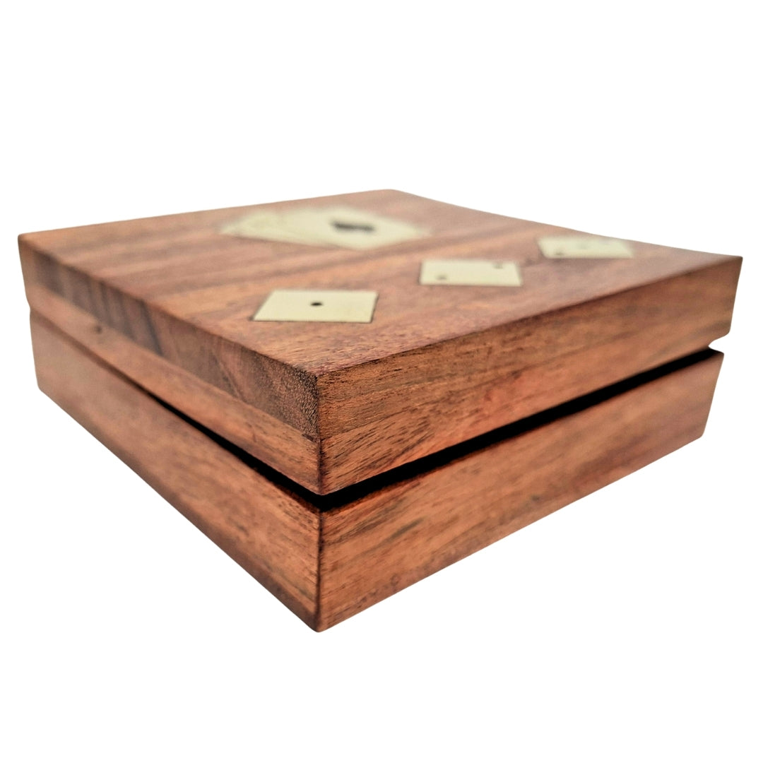 PRODUCT DEFECT: Elegant Game Set - Deck of Cards and Dice in a Wooden Box OUTLET- DNU-010AB