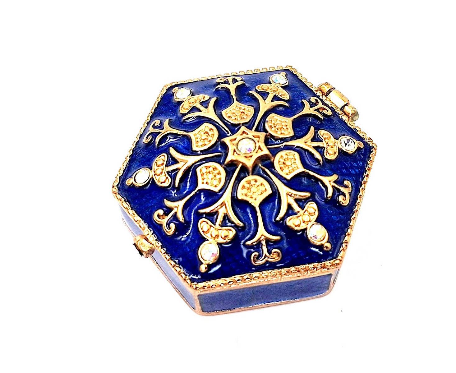 Richly Decorated Metal Gift Box with Crystals - B0035-08BL