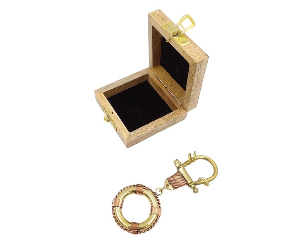 Life Buoy Keychain BN-2158 in a Wooden Box