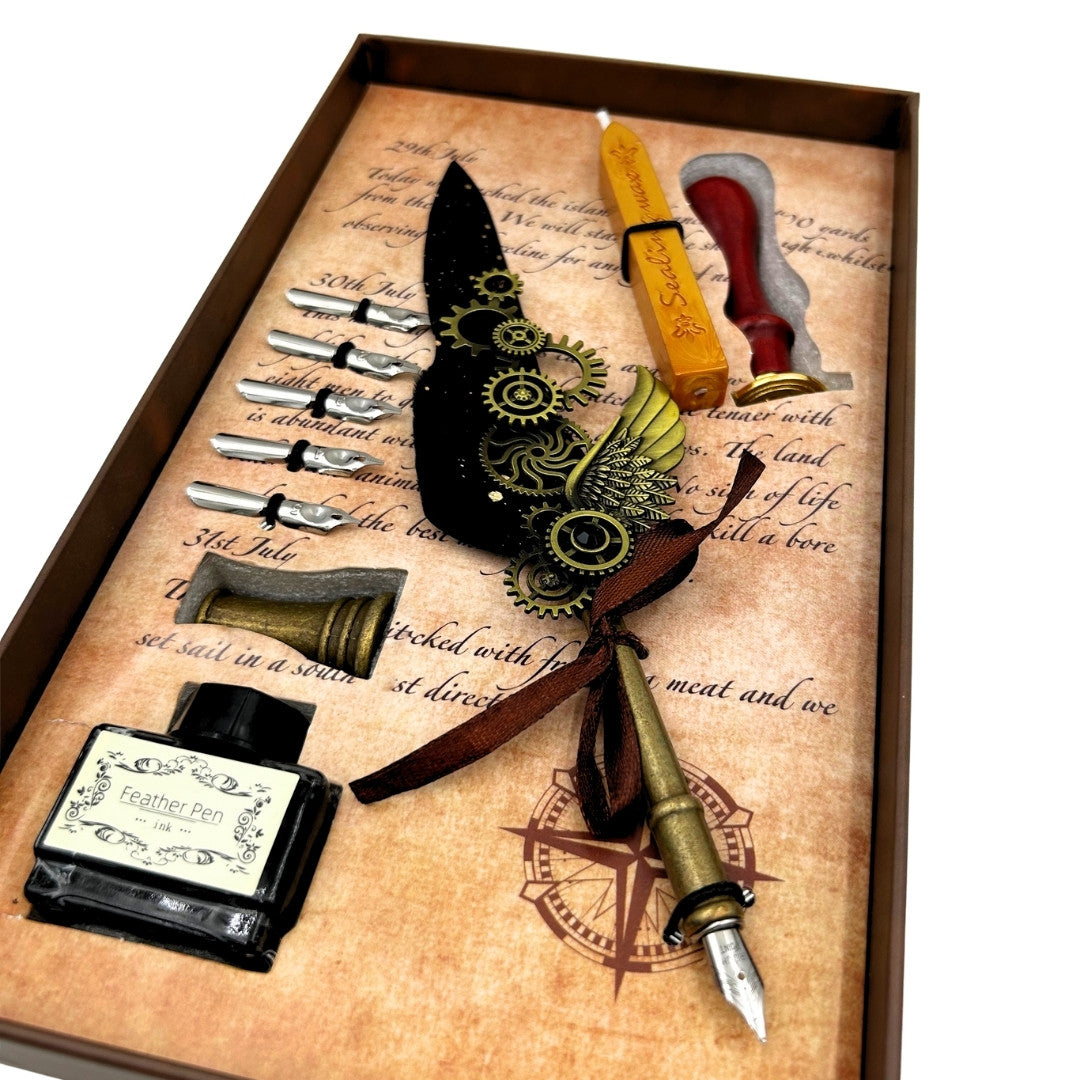 Premium Calligraphy Set Quill Pen - 6 Nibs Seal Pen Stand - EE16