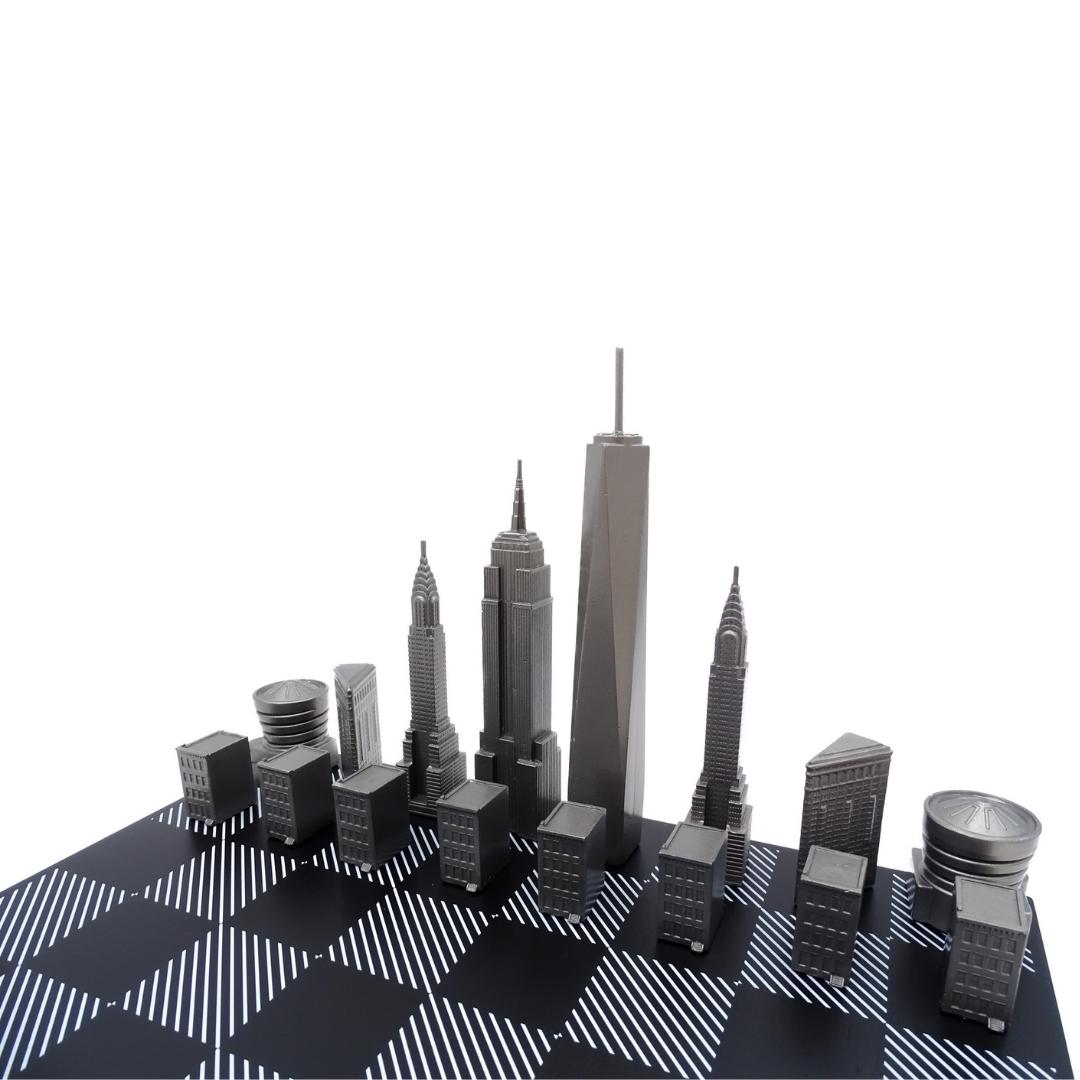Designer Skyline New York Chess Set in Stainless Steel – NY