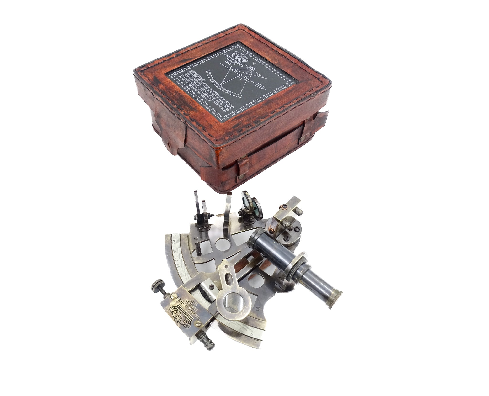 Brass Sextant in a Leather Box - NC1514B