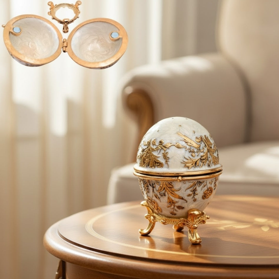Exclusive Metal Fabergé Egg Trinket Box with Crystals - B0794-00