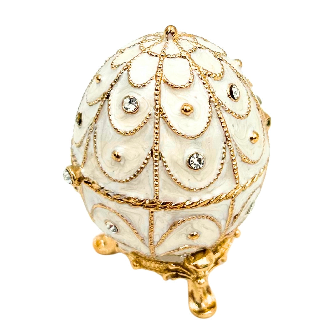 Exclusive Metal Fabergé Egg Trinket Box with Crystals - B0748-17WH