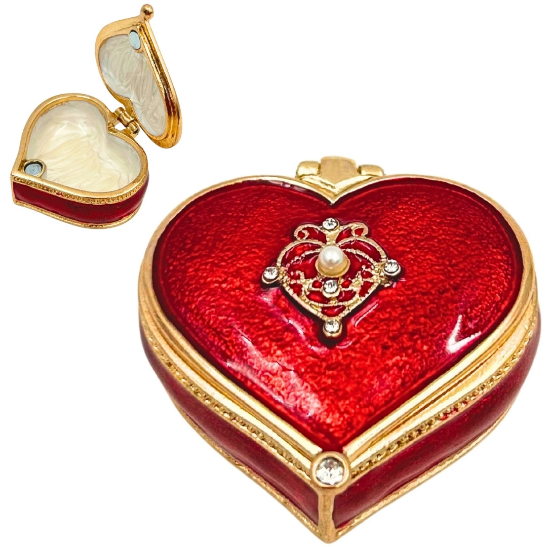 Exclusive Jewelry Trinket Box - Heart with Crystals - B0767-06RD