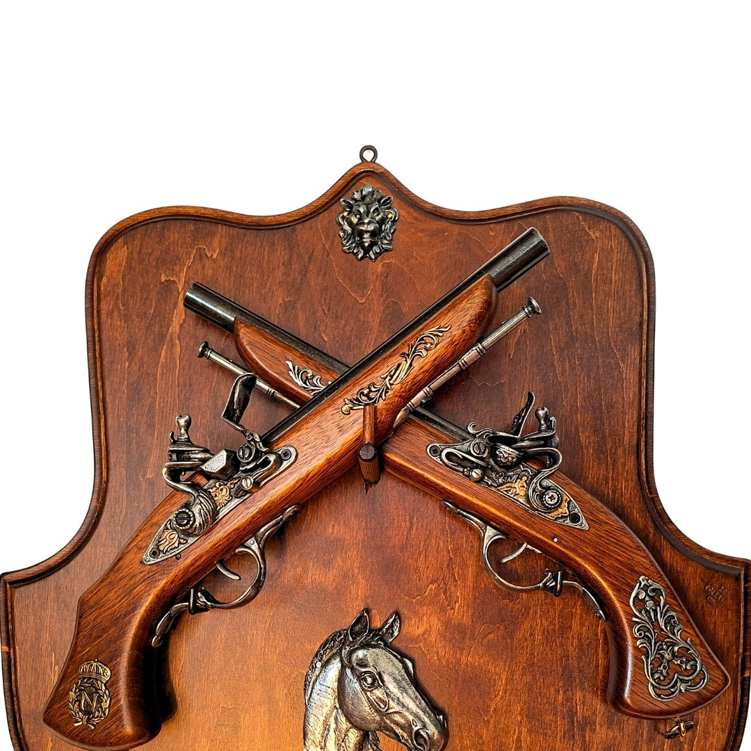 Replicas of 2 Flintlock Pistols on a Hanger – for Wall Mounting TR-236