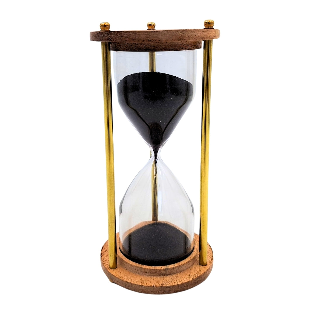 Brass and Wooden Hourglass – 5 Minutes – Elegant Retro Decoration – NC3012V