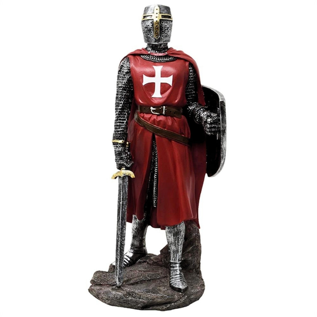 30 cm Polyresin Crusader Knight Figurine, Personalizable with Engraving