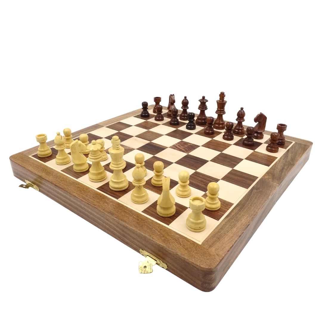 Wooden Chess Set 40×40 cm– minor defect – Folding Chessboard - G114