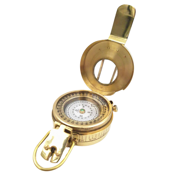 Brass Compass for Engineer, Surveyor, Soldier in a Wooden Box - CA32/2.5