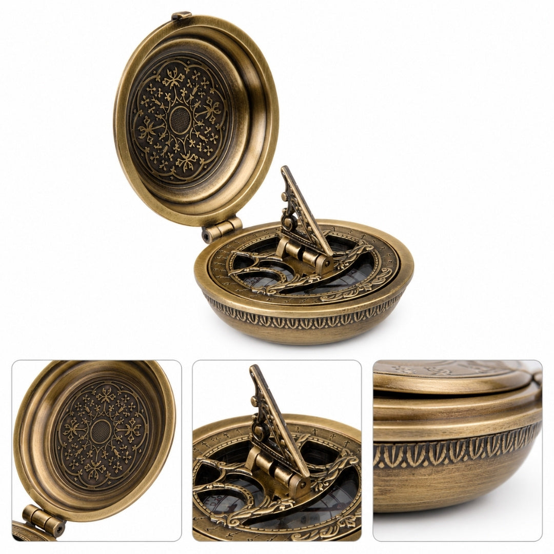 Brass Urania Propitia compass with sundial - premium - H45