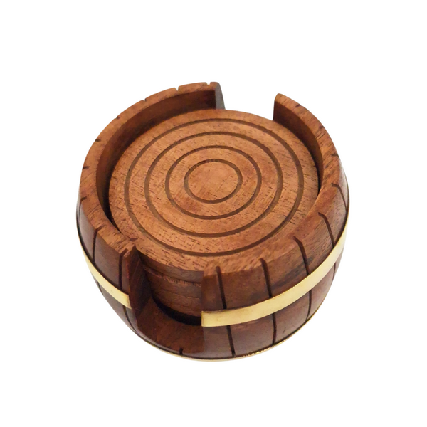 Wooden Coasters - Barrel Set