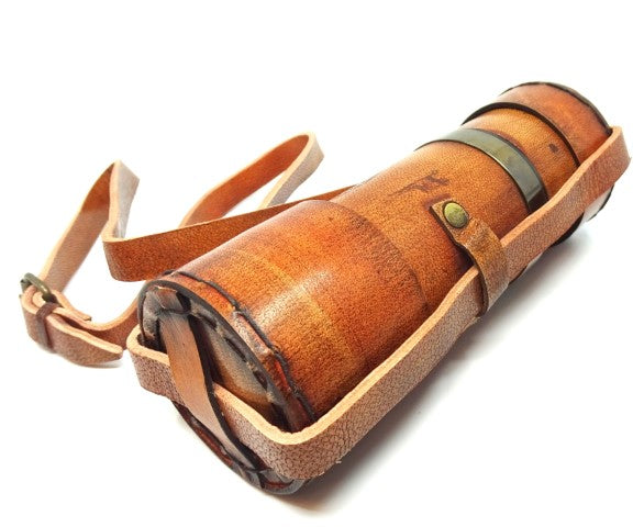 Retro Brass Leather Spyglass with Strap - Replica - NC1596