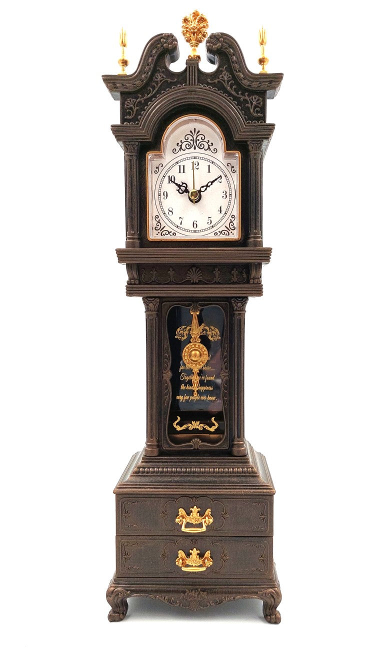 Retro Grandfather Clock Mantel Music Box with Drawers - 24105