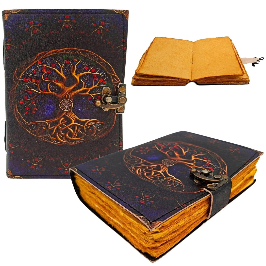 Vintage Retro Leather Notebook 200 Pages - Goat Leather - Tree of Life - AH18