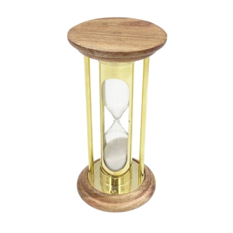 Brass and Wooden Hourglass 5 min Retro Style - NC3031