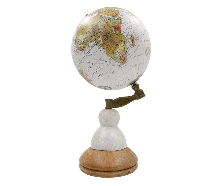 Voyager Decorative Globe on a Marble and Wooden Base – GLB-108