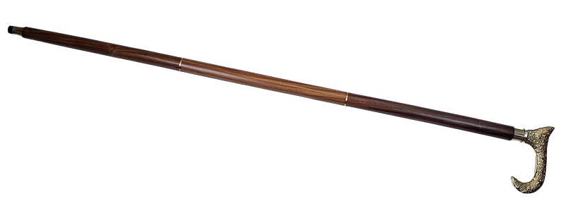 Wooden Walking Cane with Golden Handle - Foldable - Elegant Gift with Personalized Engraving Option - 91.5 cm, Brown with Brass Grip